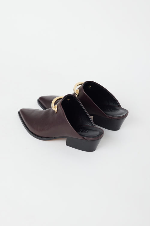 Tibi Brown & Gold Leather Mateo Mule