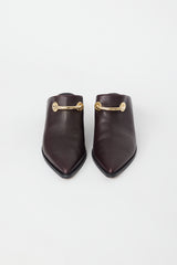 Tibi Brown & Gold Leather Mateo Mule