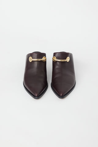 Tibi Brown & Gold Leather Mateo Mule
