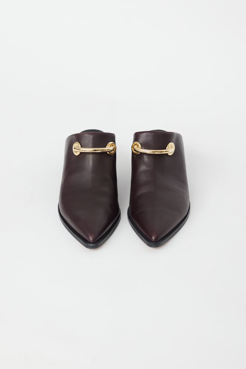 Tibi Brown & Gold Leather Mateo Mule