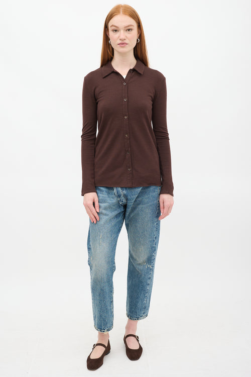 Tibi Brown Wool Jersey Shirt