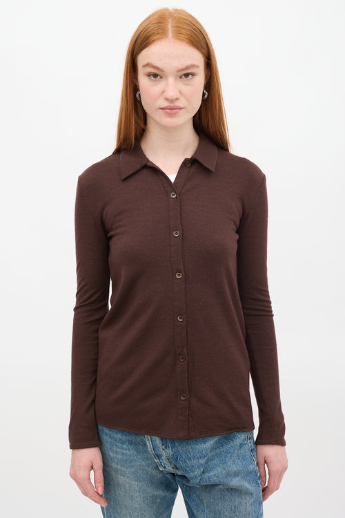 Tibi Brown Wool Jersey Shirt