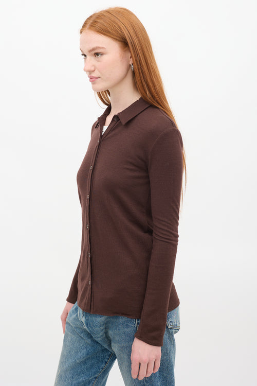 Tibi Brown Wool Jersey Shirt