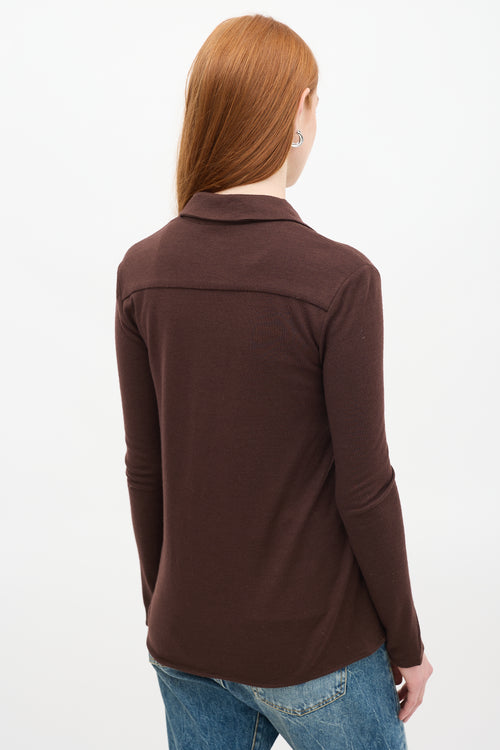 Tibi Brown Wool Jersey Shirt