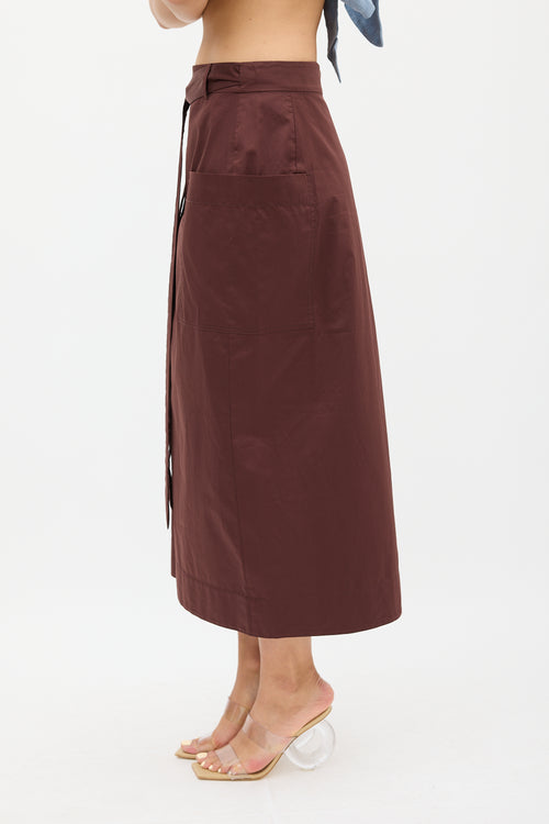 Tibi Brown Wrap Tie Skirt