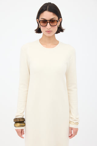 Tibi Cream Cashmere Sweater Dress