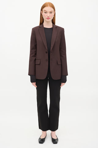 Tibi Dark Brown Wool Cut Out Sleeve Blazer