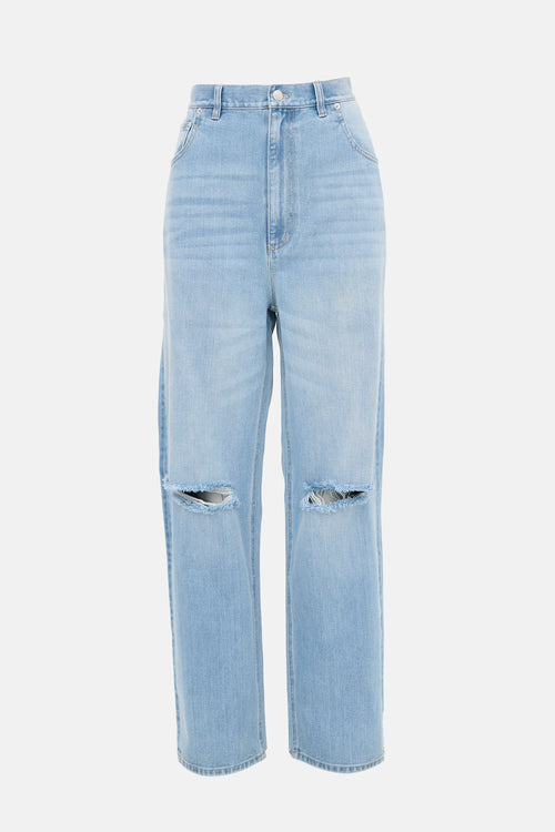 Tibi Distressed Straight Leg Jeans