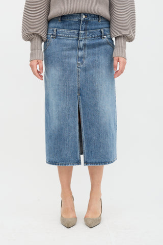 Tibi Double Waisted Denim Skirt