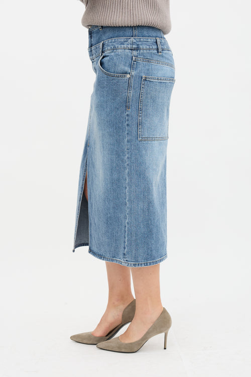 Tibi Double Waisted Denim Skirt