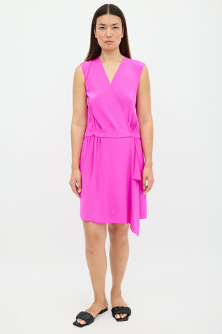 Tibi Fuchsia Silk Wrap Dress