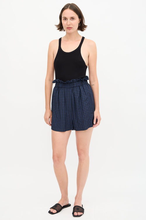 Tibi Gingham Paper Bag Shorts