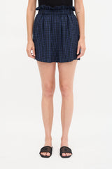 Tibi Gingham Paper Bag Shorts