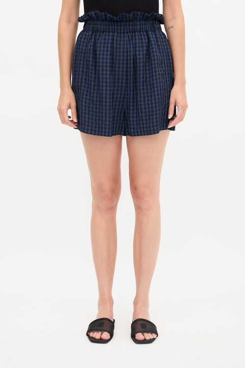 Tibi Gingham Paper Bag Shorts