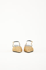 Tibi Gold Glitter Square Kitten Pump