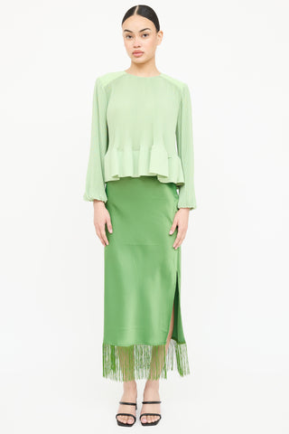 Tibi Pleated Peplum Top