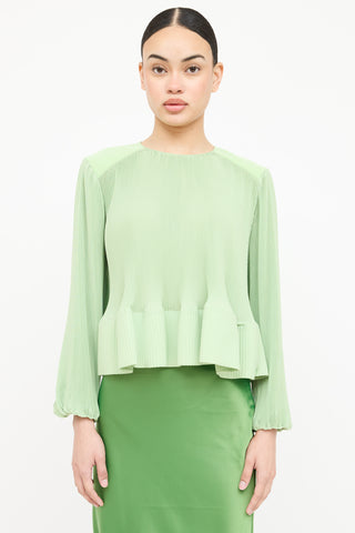 Tibi Pleated Peplum Top