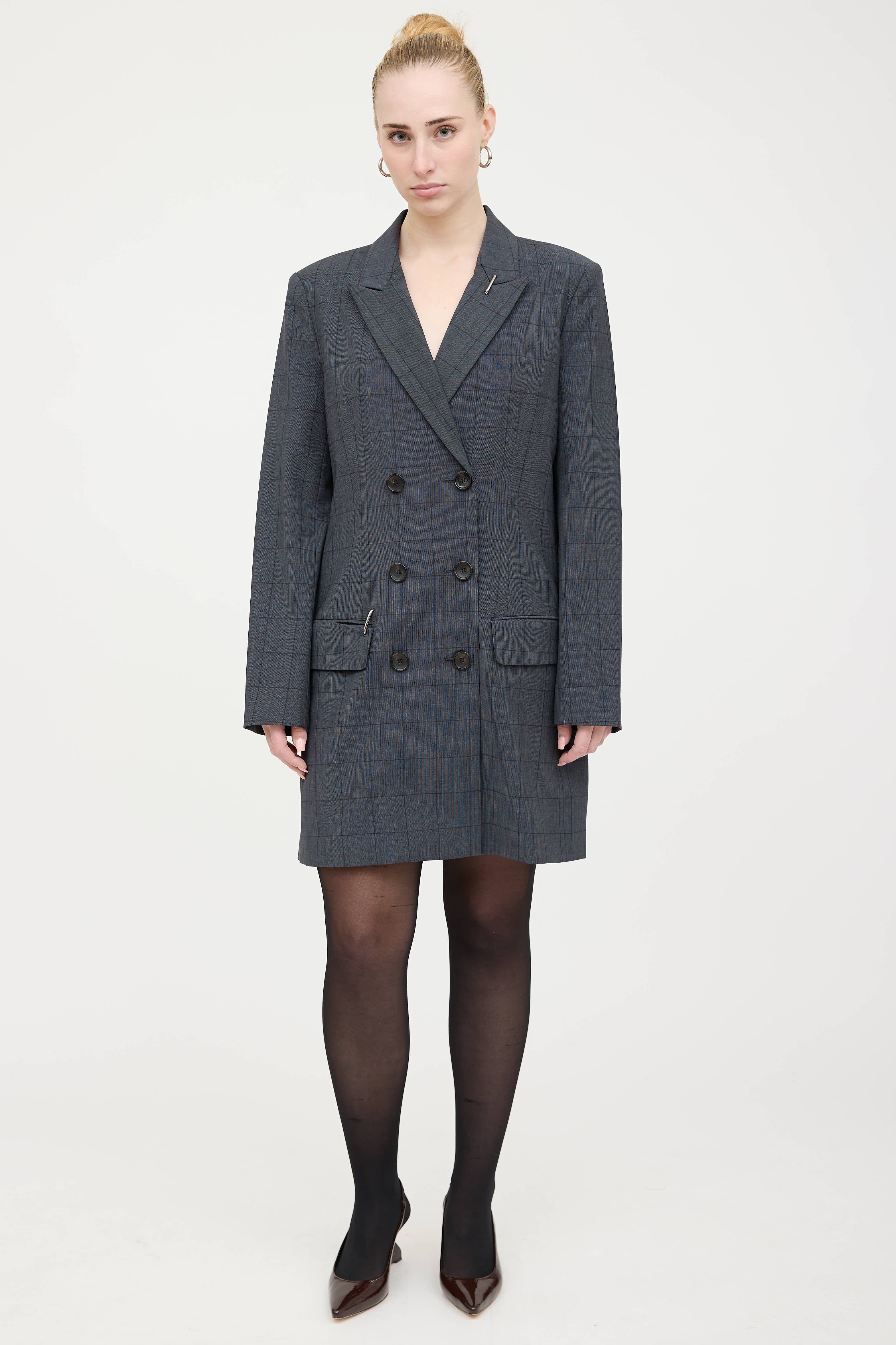 grey check blazer dress ZARA Plaid Check Long Sleeve Blazer Dress Size Medium Multi 2117/348 NWT SS21