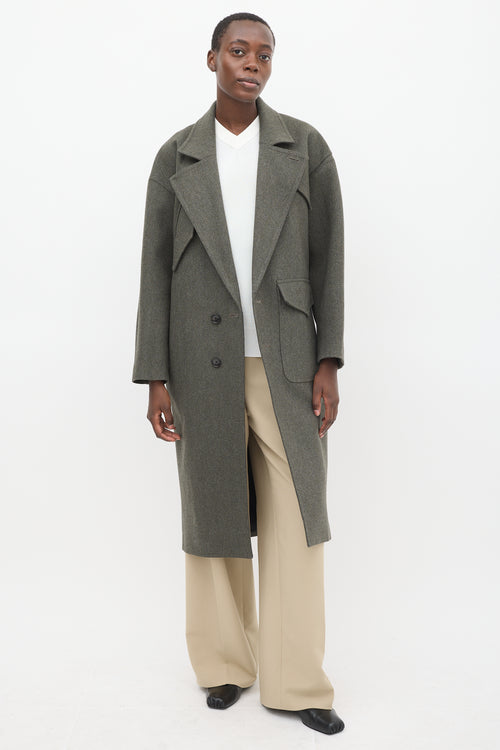 Tibi Grey Wool Two Button Coat