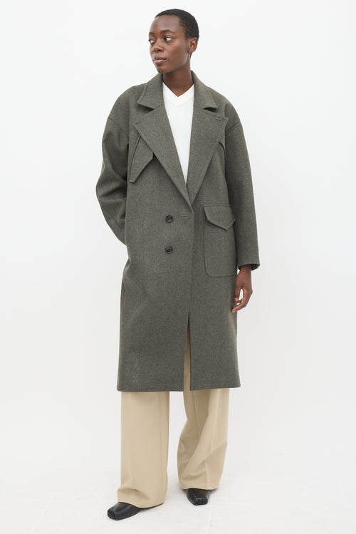 Tibi Grey Wool Two Button Coat