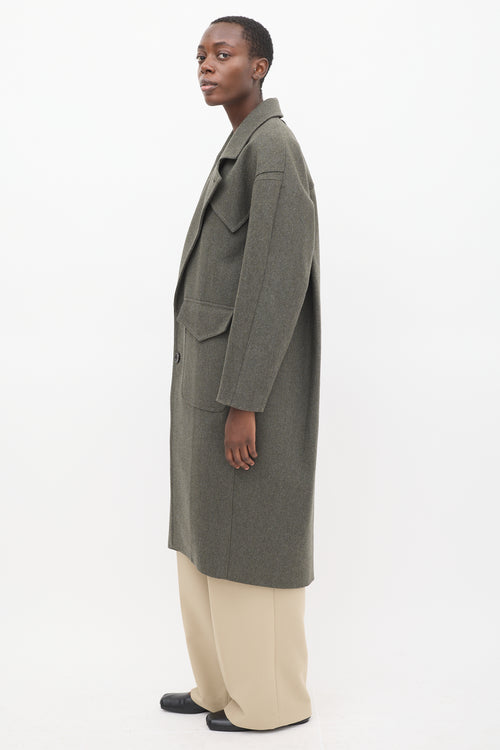 Tibi Grey Wool Two Button Coat