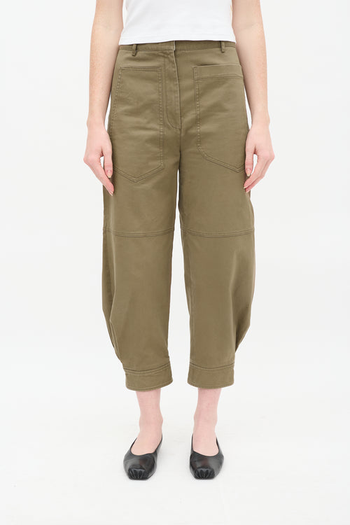 Tibi Khaki Green Cotton Patch Pocket Balloon Trouser