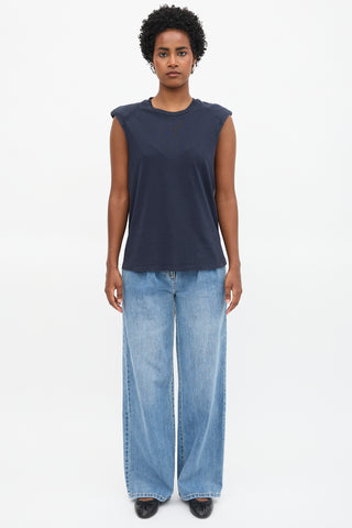 Tibi Knit Padded Shoulder Top