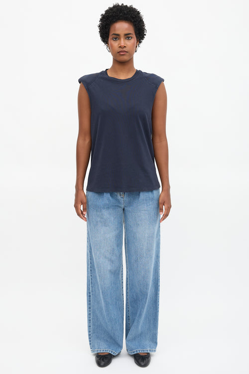 Tibi Knit Padded Shoulder Top