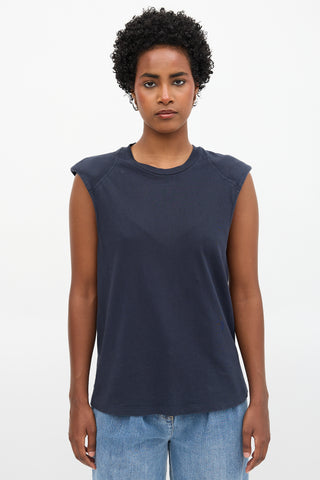 Tibi Knit Padded Shoulder Top