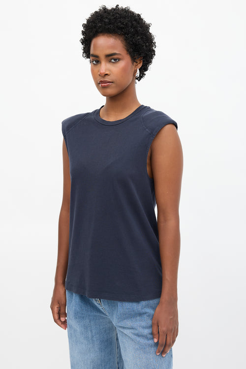 Tibi Knit Padded Shoulder Top