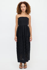 Tibi Laser Cut Strapless Dress