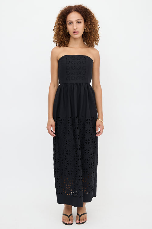Tibi Laser Cut Strapless Dress