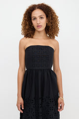 Tibi Laser Cut Strapless Dress