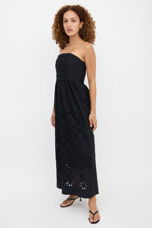 Tibi Laser Cut Strapless Dress