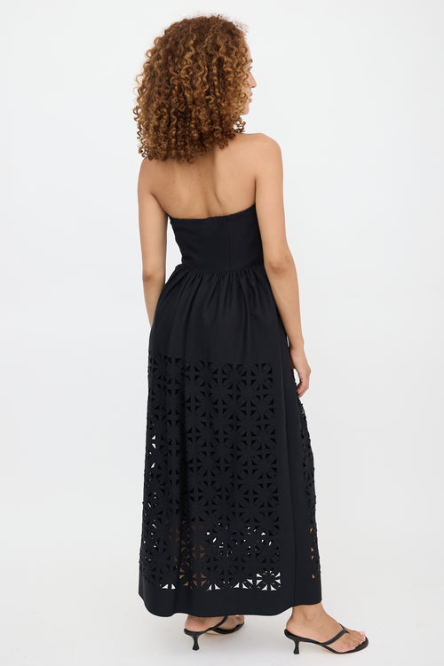 Tibi Laser Cut Strapless Dress