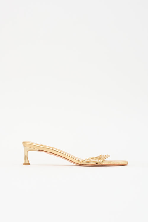 Tibi Metallic Leather Square Toe Sandal