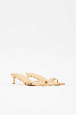 Tibi Metallic Leather Square Toe Sandal