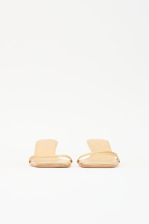 Tibi Metallic Leather Square Toe Sandal