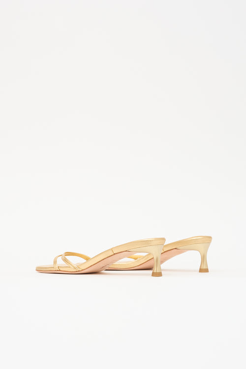 Tibi Metallic Leather Square Toe Sandal