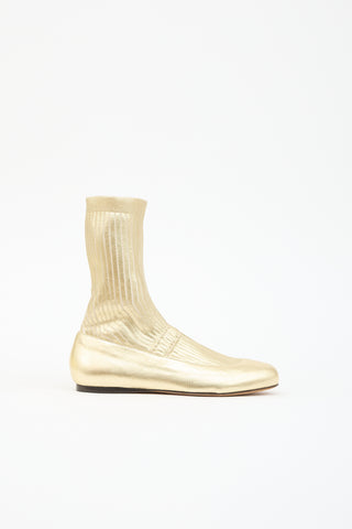 Tibi Metallic Leather Borg Sock Boot