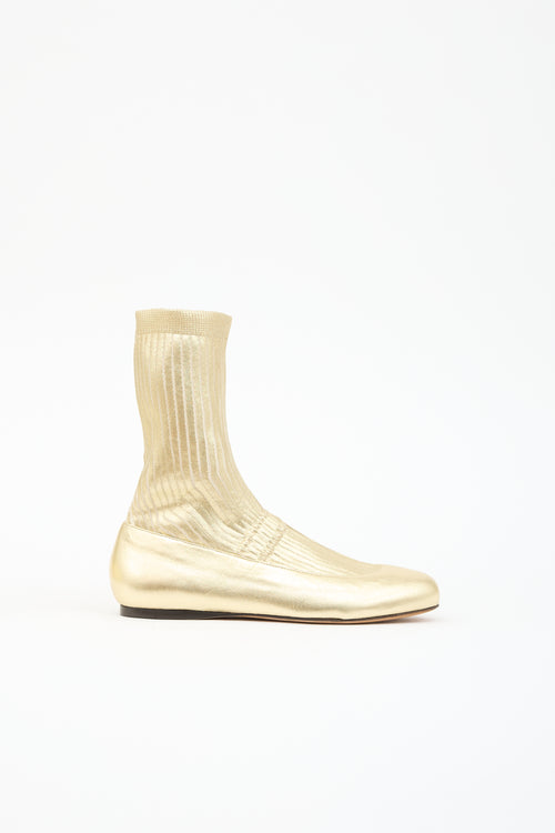 Tibi Metallic Leather Borg Sock Boot
