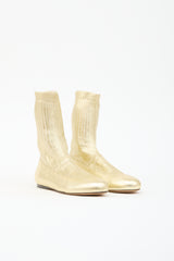 Tibi Metallic Leather Borg Sock Boot