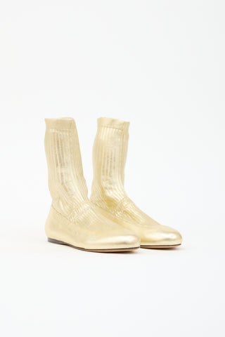 Tibi Metallic Leather Borg Sock Boot