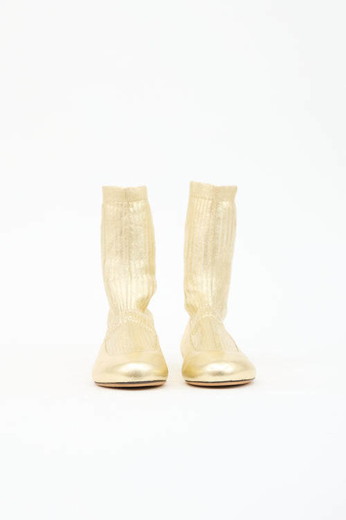 Tibi Metallic Leather Borg Sock Boot