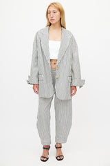 Tibi Navy & White Striped Blazer Pant Suit