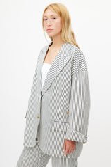 Tibi Navy & White Striped Blazer Pant Suit