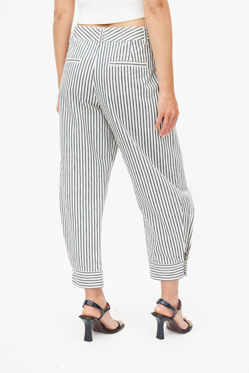 Tibi Navy & White Striped Blazer Pant Suit