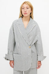 Tibi Navy & White Striped Blazer Pant Suit