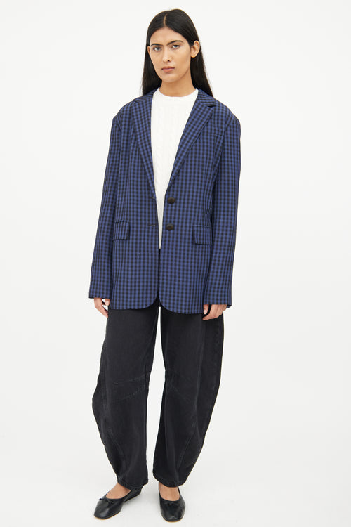 Tibi Navy & Black Check Blazer