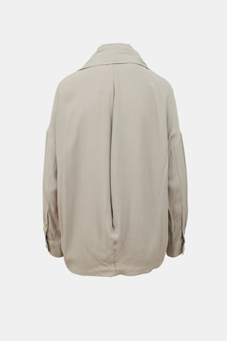 Tibi Oversized Tie Collar Blouse